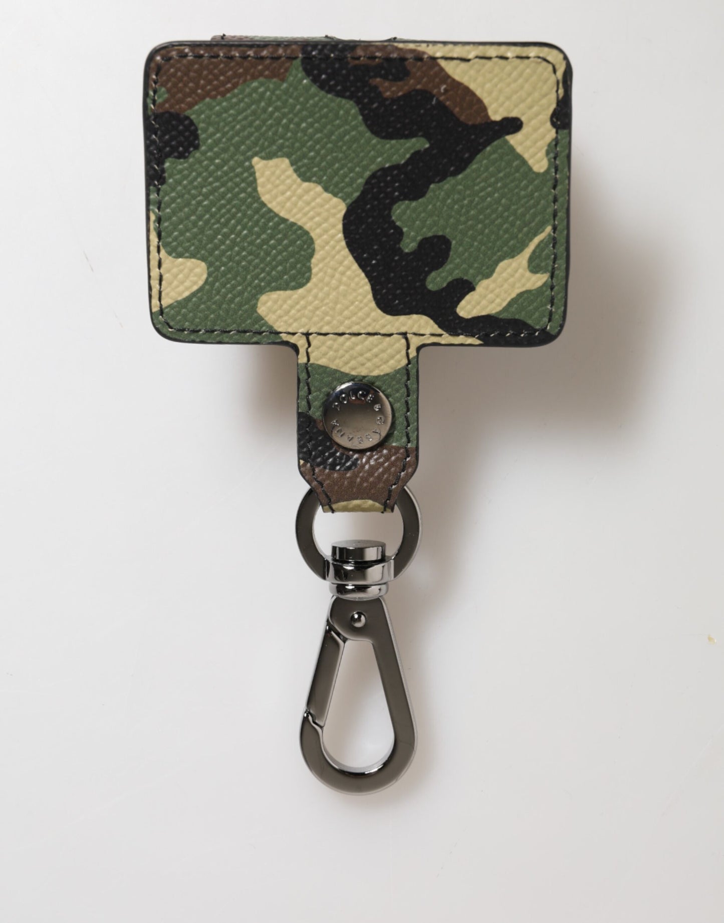 Étui pour Airpods Dolce & Gabbana en cuir multicolore à motif camouflage avec détails métalliques