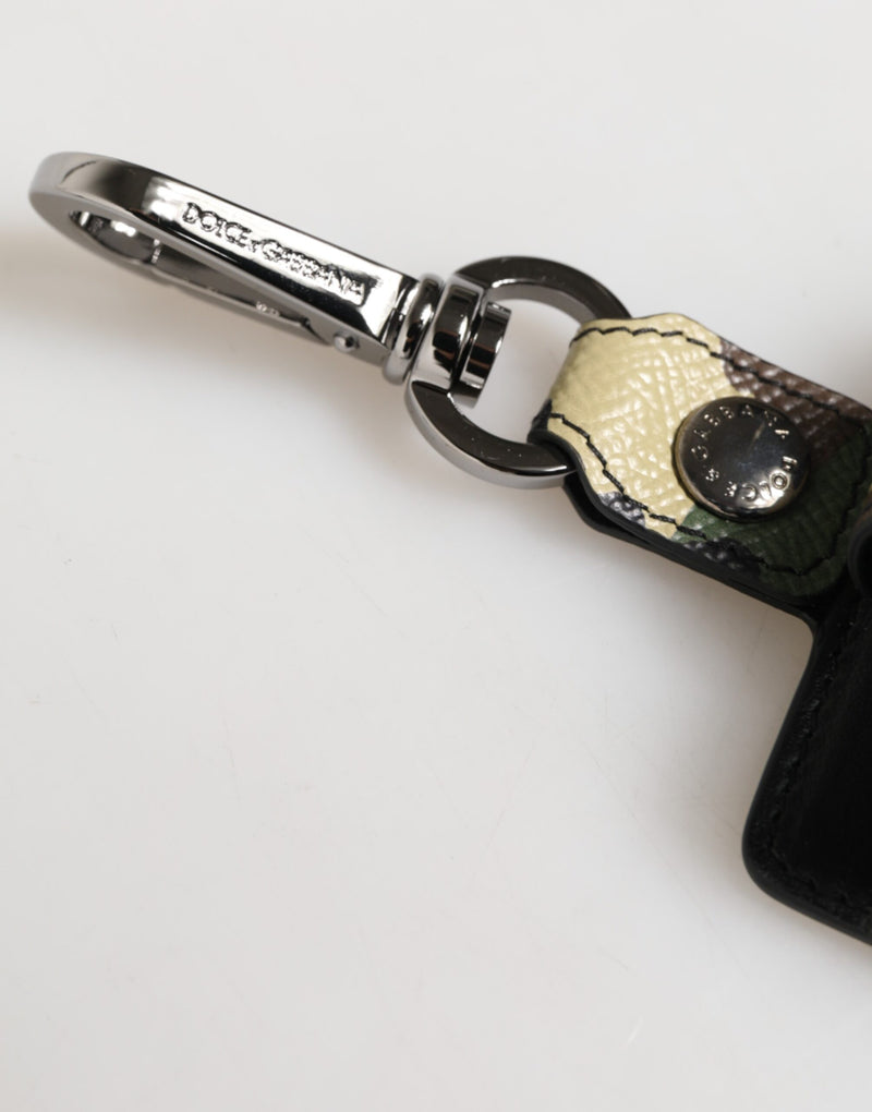 Étui pour Airpods Dolce &amp; Gabbana en cuir multicolore à motif camouflage avec détails métalliques
