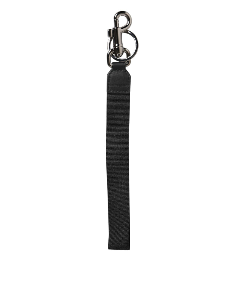 Dolce &amp; Gabbana Zwart Blauw DG Logo Polyester Messing Houder Sleutelhanger Sleutelhanger