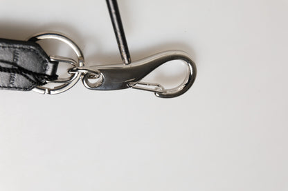 Porte-clés Dolce & Gabbana en nylon noir et bordeaux avec logo DG et couronne.