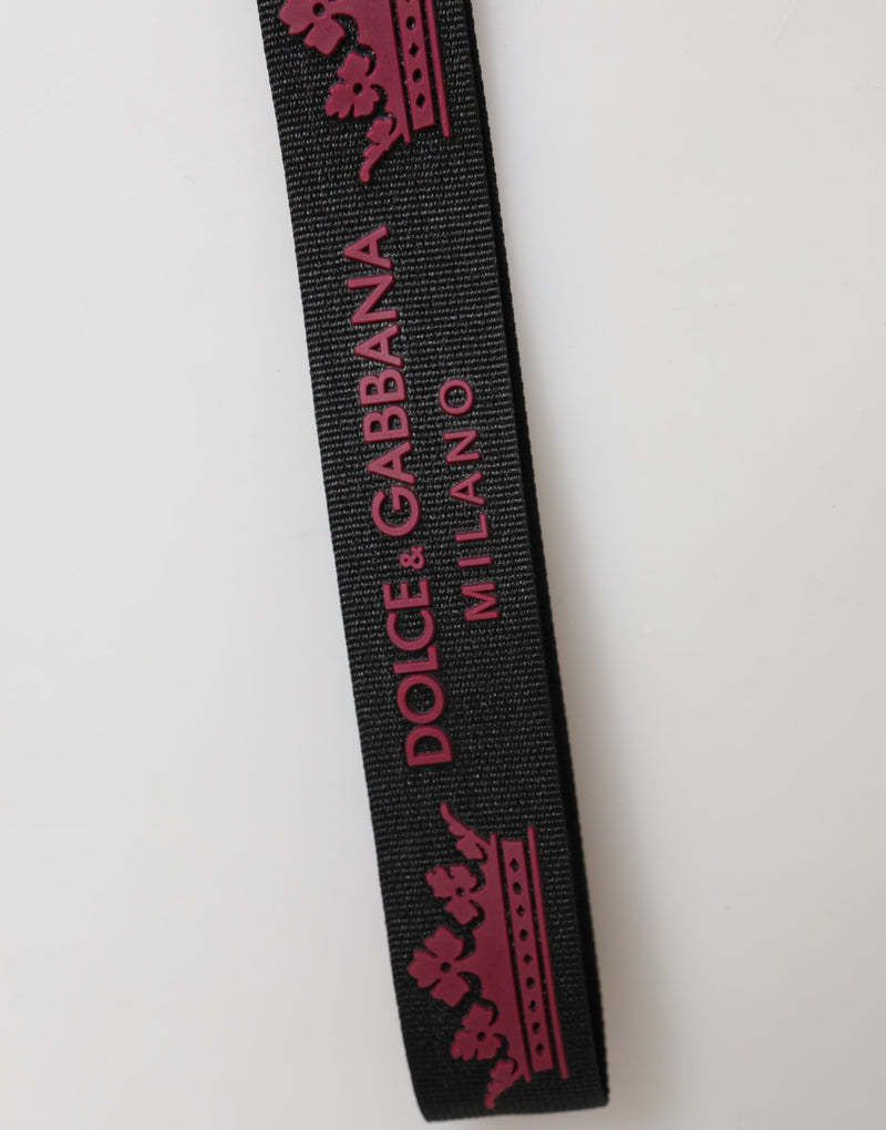 Dolce &amp; Gabbana Zwart Bordeaux Nylon DG Logo Kroonhouder Sleutelhanger Sleutelhanger