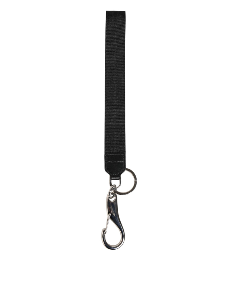 Dolce &amp; Gabbana Zwart Bordeaux Nylon DG Logo Kroonhouder Sleutelhanger Sleutelhanger
