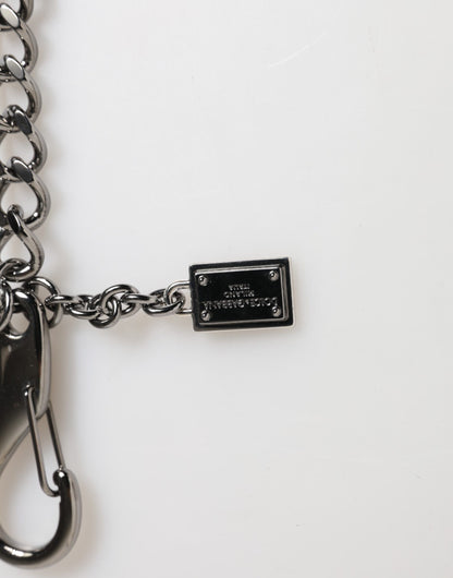 Porte-clés en cuir noir et rouge avec patch militaire et logo DG de Dolce & Gabbana