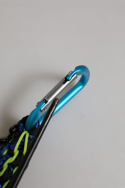 Porte-clés Dolce & Gabbana en cuir multicolore avec cordon et logo DG.