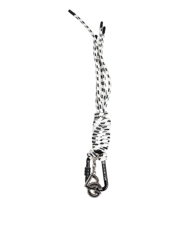 Porte-clés Dolce &amp; Gabbana en ruban de polyester noir et blanc avec logo DG.