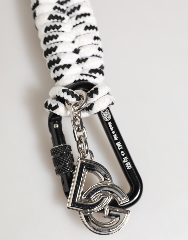 Porte-clés Dolce &amp; Gabbana en ruban de polyester noir et blanc avec logo DG.