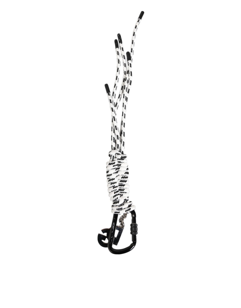Porte-clés Dolce &amp; Gabbana en ruban de polyester noir et blanc avec logo DG.