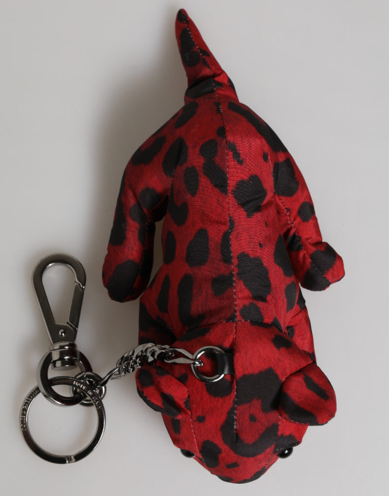 Porte-clés Dolce &amp; Gabbana en polyester rouge et noir avec silhouette d'animal.