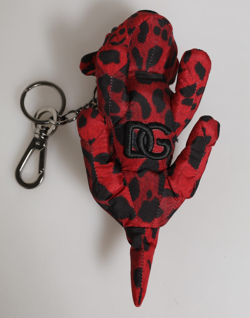 Porte-clés Dolce &amp; Gabbana en polyester rouge et noir avec silhouette d'animal.