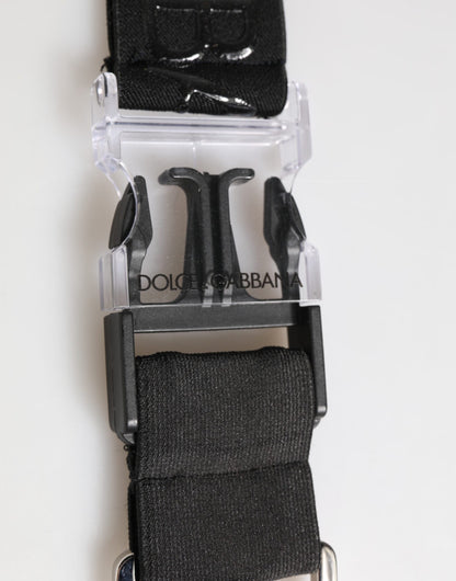 Porte-clés homme en polyester noir extensible et caoutchouté avec logo DG de Dolce & Gabbana