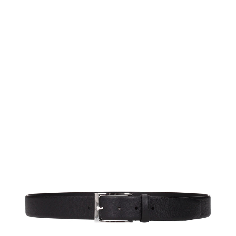 Testoni Ceinture en Cuir Noir Regular