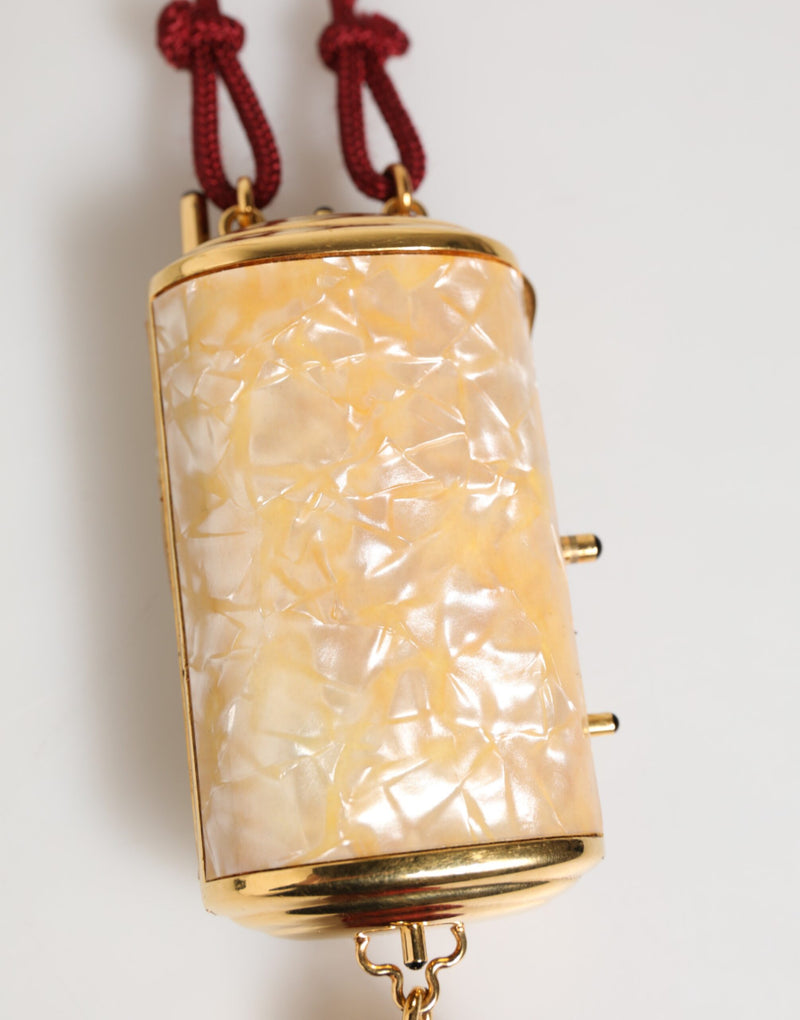Dolce & Gabbana Micro Crossbody Bag en Résine Blanche avec Accents Dorés