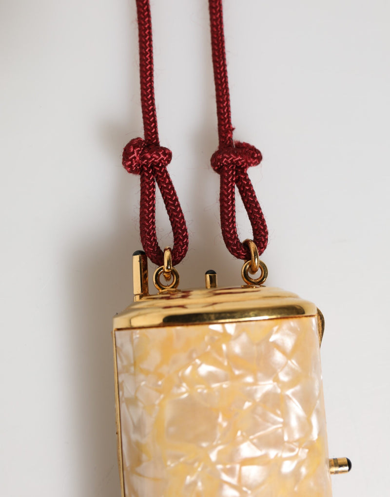 Dolce & Gabbana Micro Crossbody Bag en Résine Blanche avec Accents Dorés