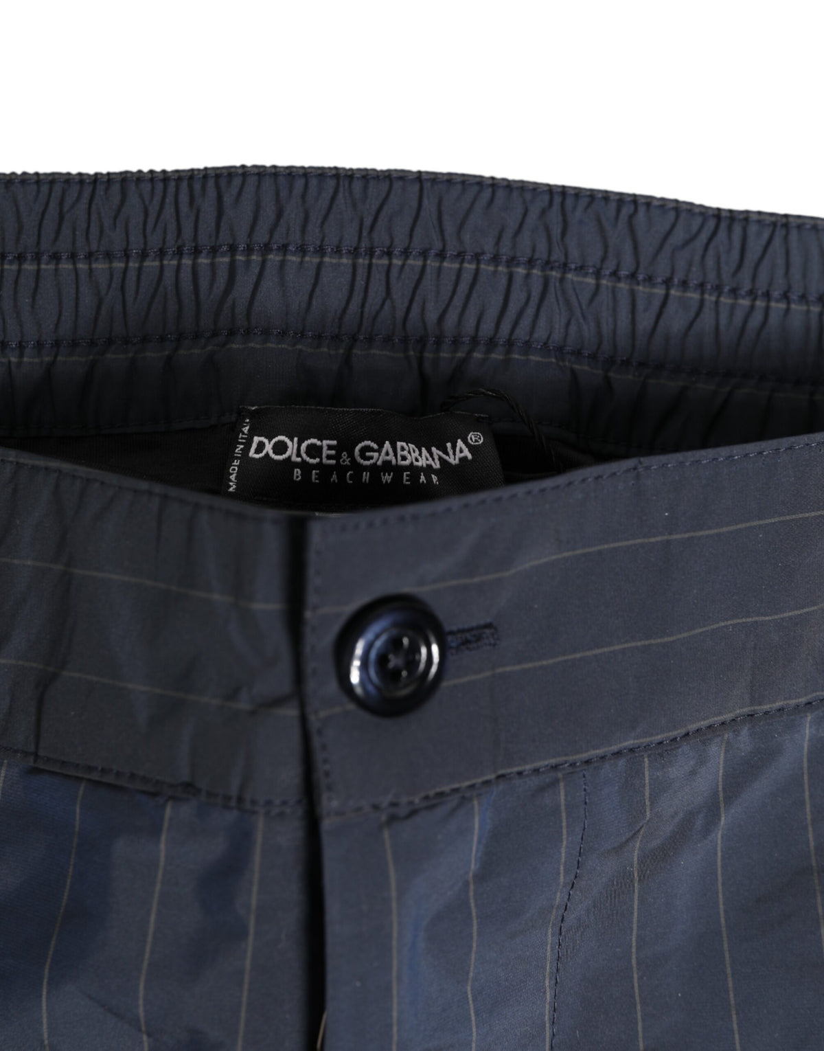 Short de bain pour homme Dolce &amp; Gabbana en polyester bleu marine à rayures.