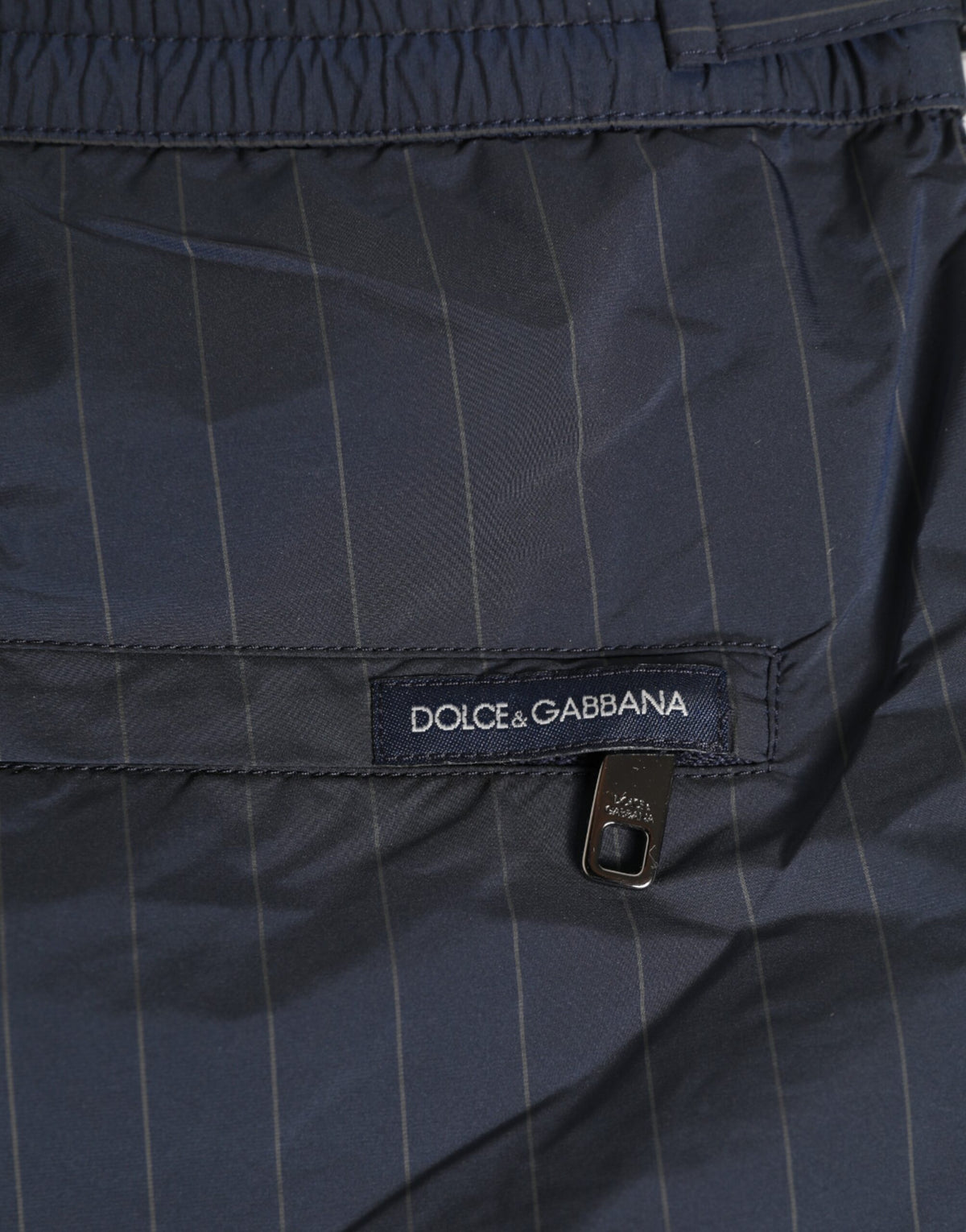 Short de bain pour homme Dolce &amp; Gabbana en polyester bleu marine à rayures.