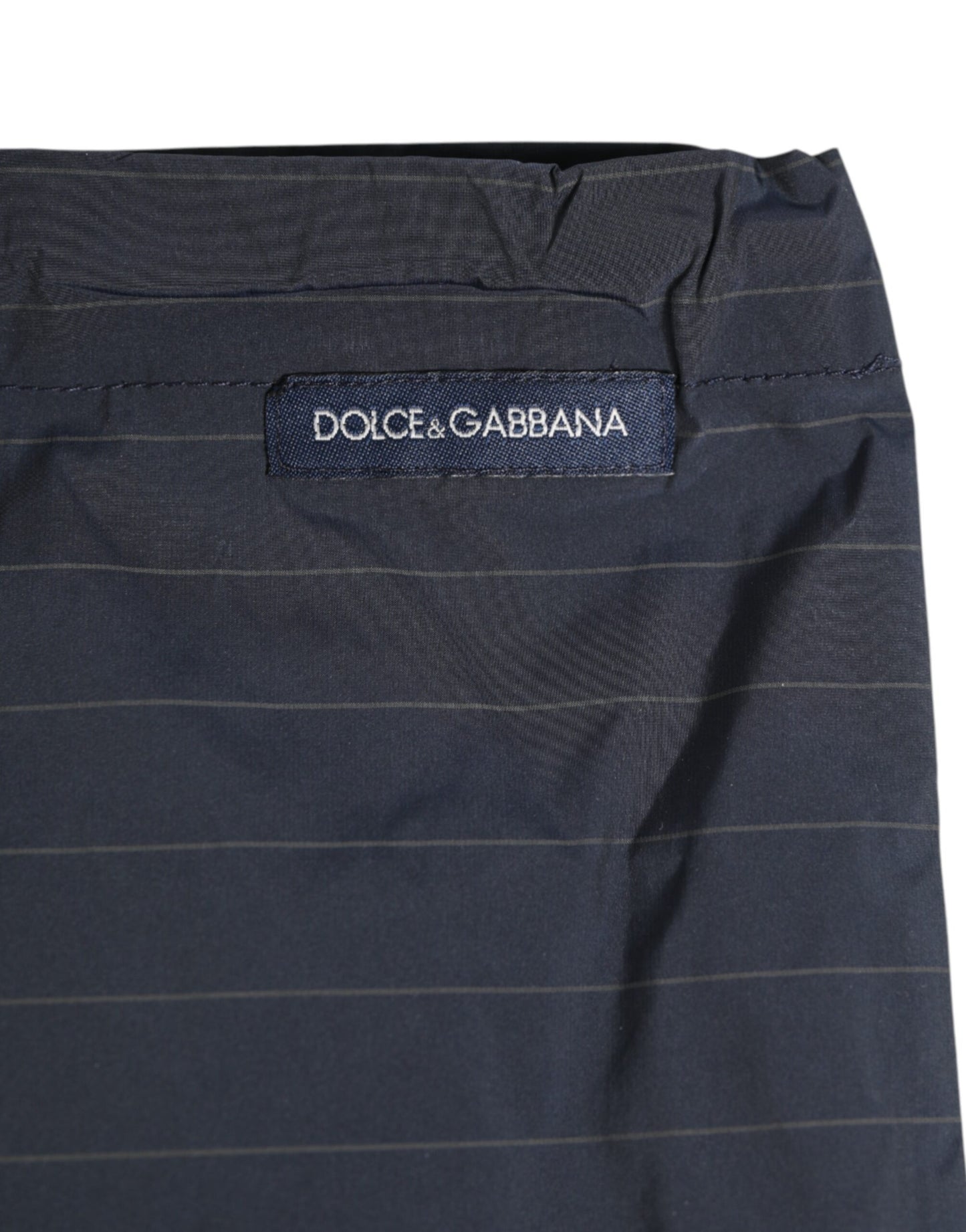Dolce & Gabbana Navy Blue Polyester Pinstripe Men Shorts Swimwear