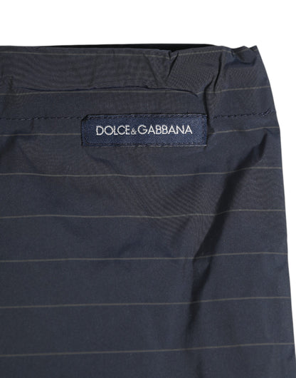 Dolce & Gabbana Navy Blue Polyester Pinstripe Men Shorts Swimwear