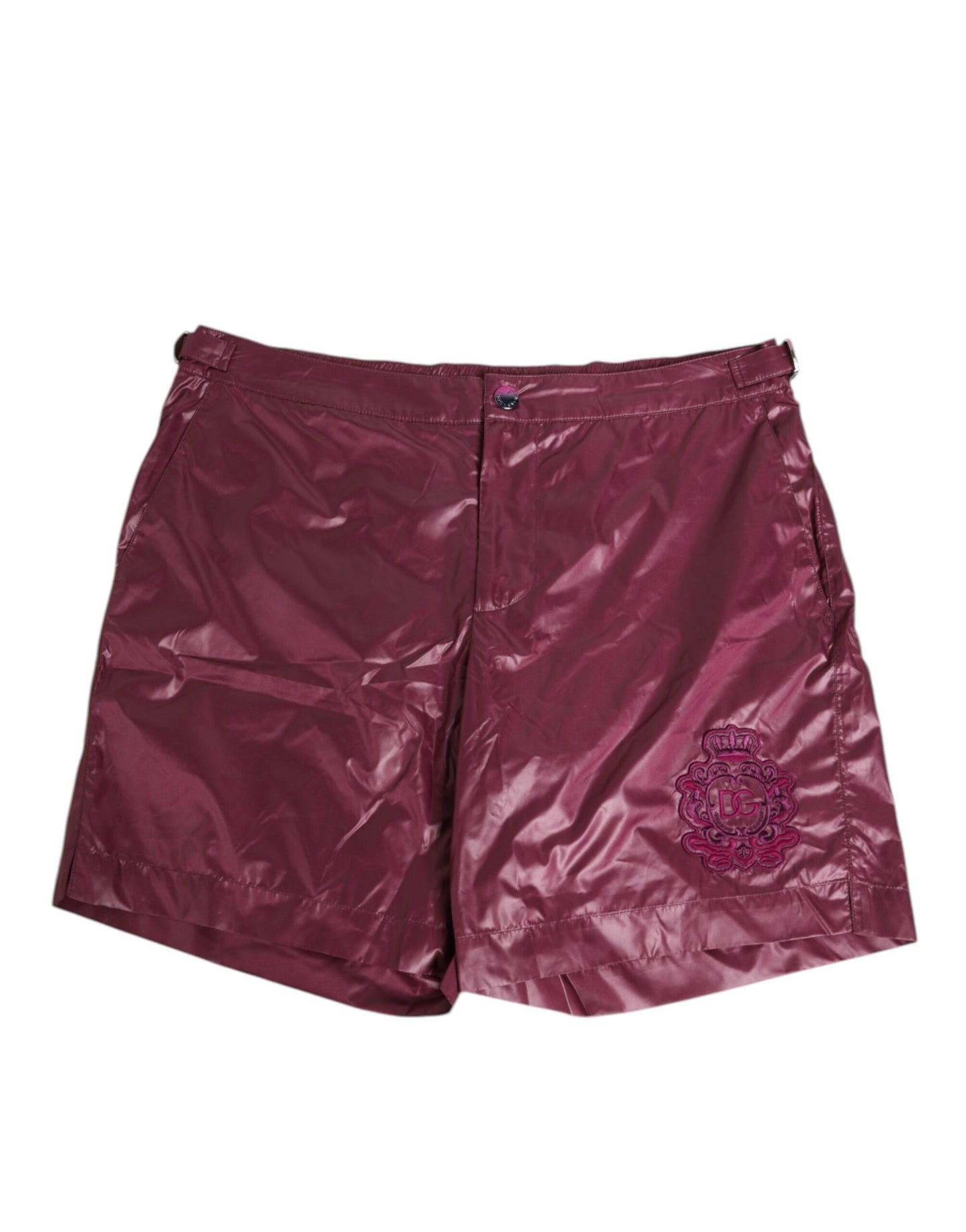 Maillot de bain Dolce & Gabbana en polyester bordeaux avec blason estampé du logo