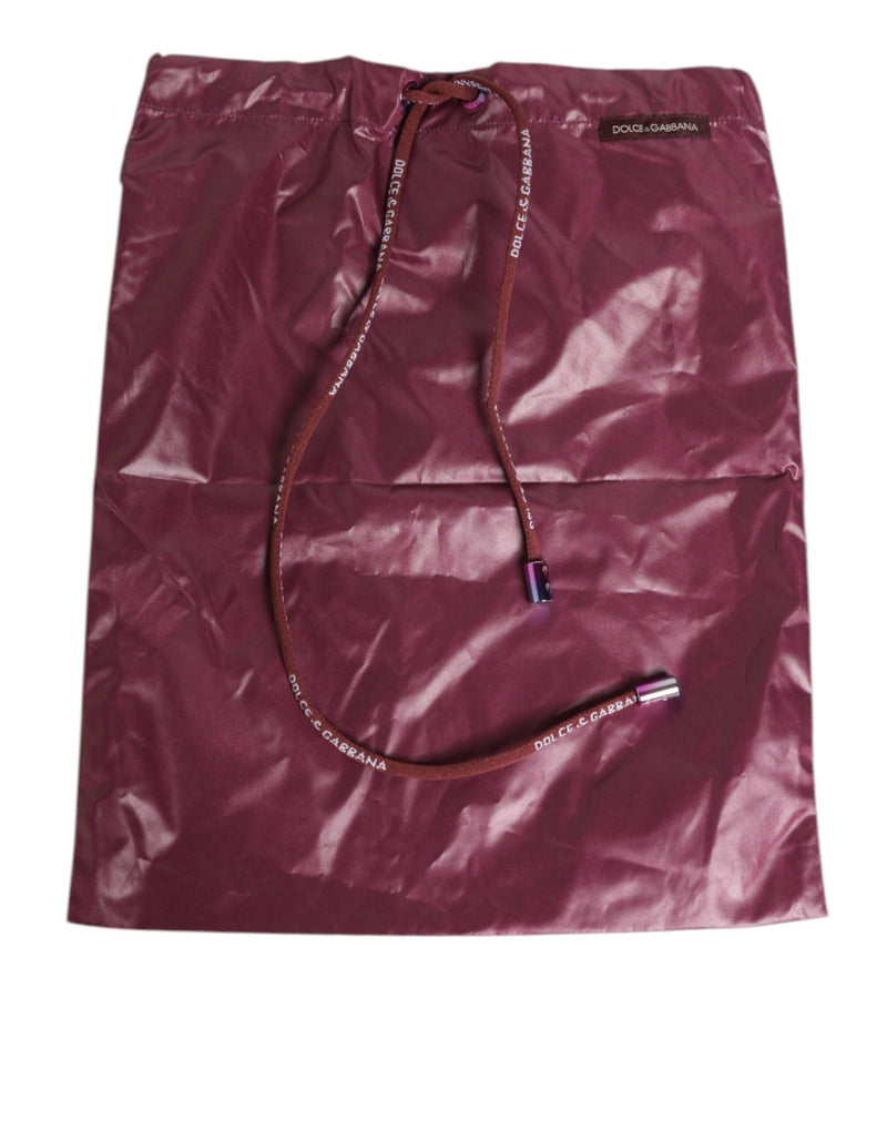Dolce &amp; Gabbana Burgundy Polyester Logo Embossed Crest Zwemkleding