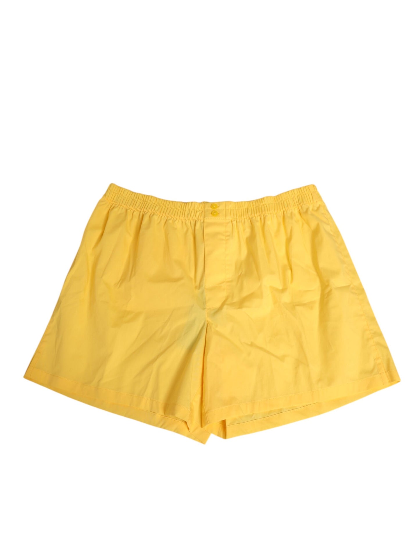 Maillot de bain court Dolce & Gabbana en coton jaune avec taille élastique.