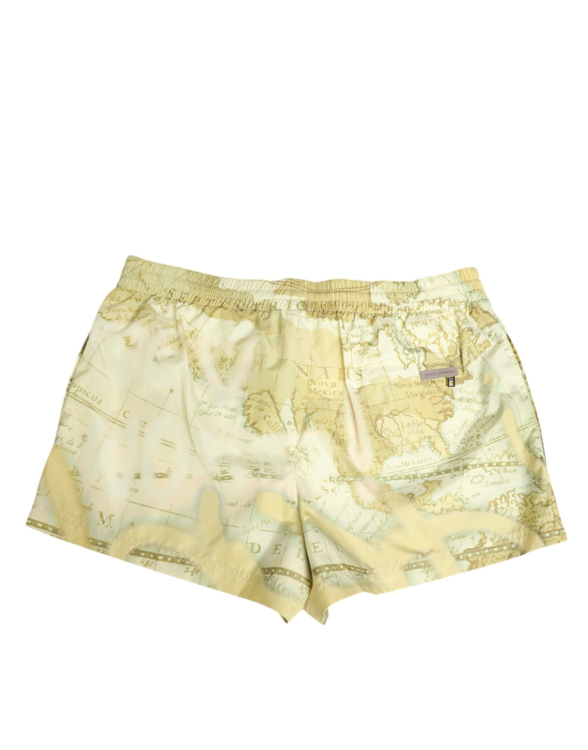 Maillot de bain Dolce & Gabbana en polyester jaune à motif carte du monde avec taille élastique