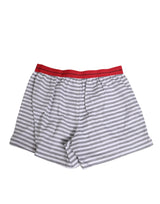 Dolce & Gabbana White Striped Cotton Swim Shorts with Red Waistband