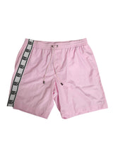 Maillot de bain homme Dolce & Gabbana en nylon rose à rayures latérales logotées