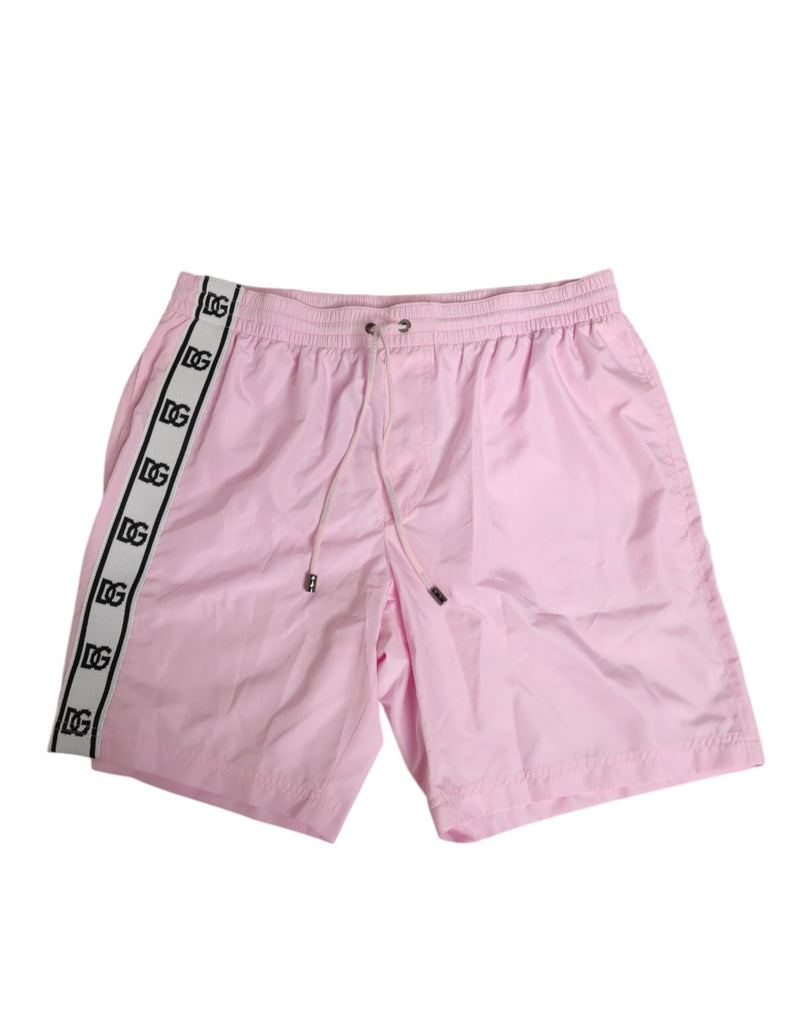 Dolce &amp; Gabbana Roze Nylon Logo Zijstreep Strandkleding Heren Badmode