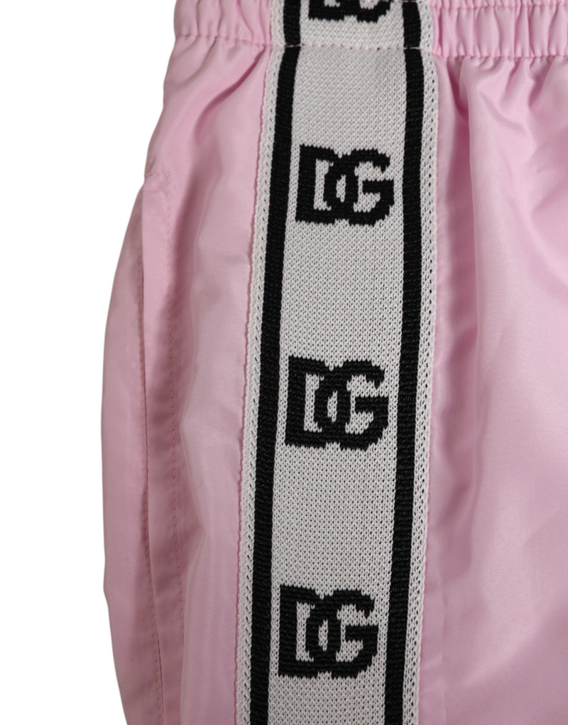 Dolce &amp; Gabbana Roze Nylon Logo Zijstreep Strandkleding Heren Badmode