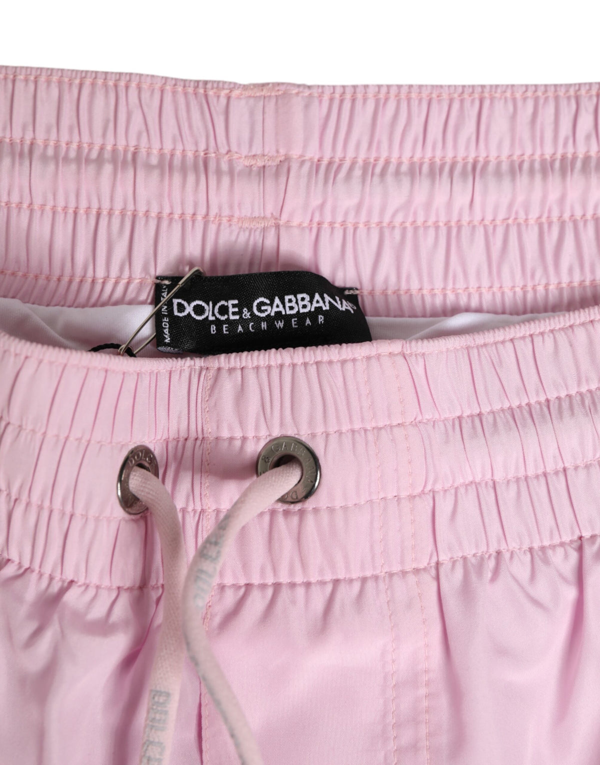 Maillot de bain homme Dolce & Gabbana en nylon rose à rayures latérales logotées