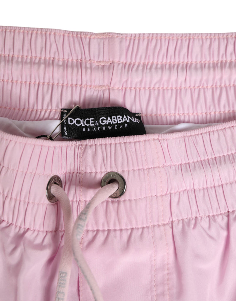 Dolce &amp; Gabbana Roze Nylon Logo Zijstreep Strandkleding Heren Badmode