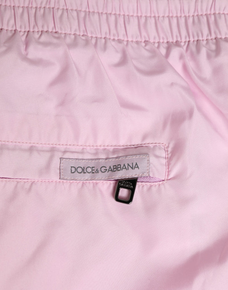 Dolce &amp; Gabbana Roze Nylon Logo Zijstreep Strandkleding Heren Badmode