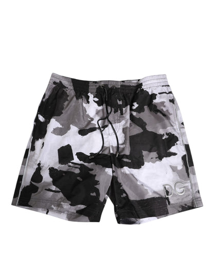 Maillot de bain homme Dolce & Gabbana camouflage noir et blanc à logo DG