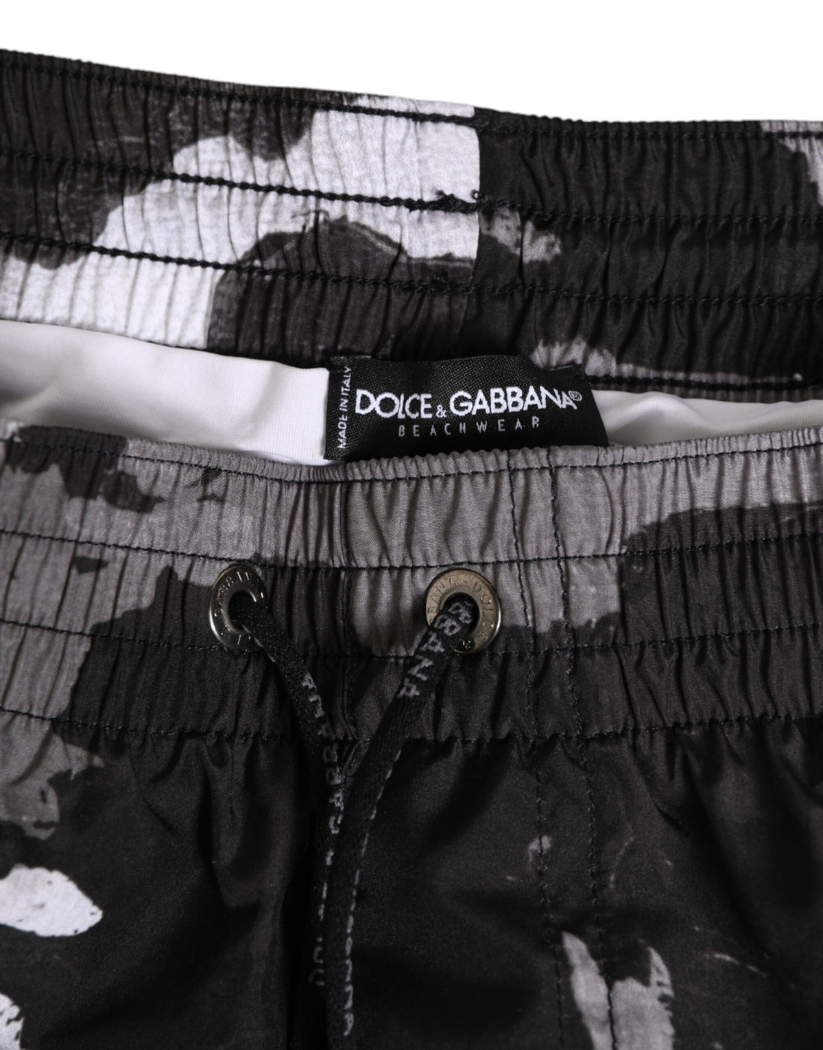 Maillot de bain homme Dolce & Gabbana camouflage noir et blanc à logo DG