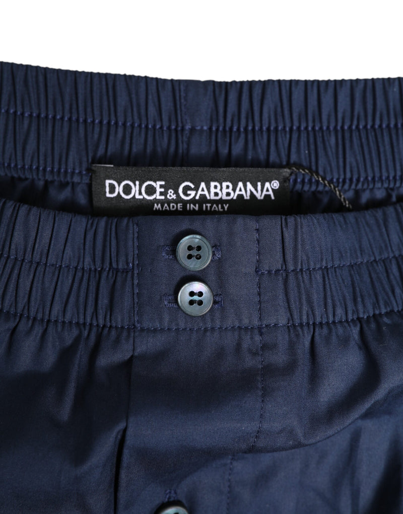 Dolce &amp; Gabbana marineblauwe badmode met elastische tailleband en knoopjes van katoen