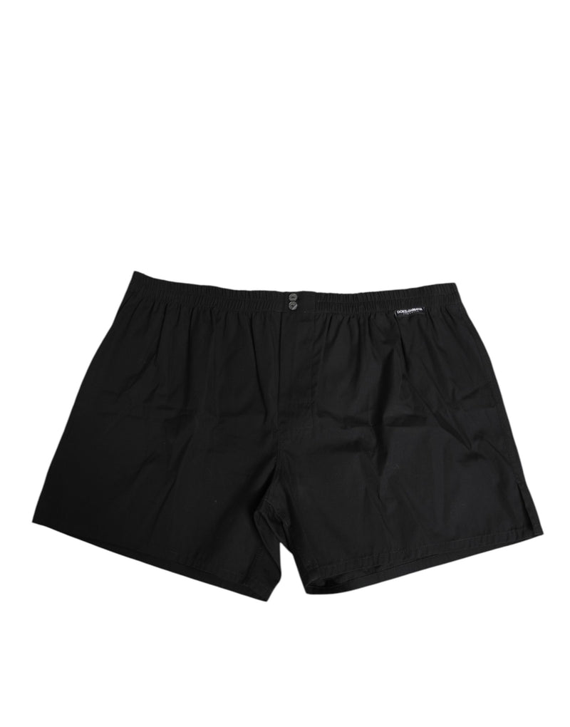 Dolce &amp; Gabbana Zwarte Katoenen Zwemkleding met Elastische Tailleband en Knoopjes