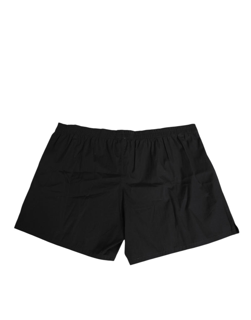 Dolce &amp; Gabbana Zwarte Katoenen Zwemkleding met Elastische Tailleband en Knoopjes