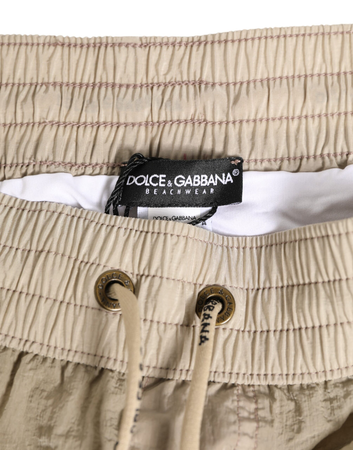 Short de bain boxer pour homme en nylon beige Dolce &amp; Gabbana