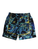 Short de bain boxer pour homme Dolce &amp; Gabbana, imprimé marbre bleu, logo.