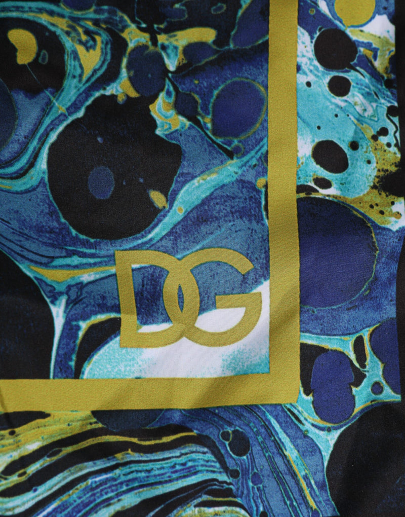 Short de bain boxer pour homme Dolce &amp; Gabbana, imprimé marbre bleu, logo.
