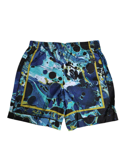 Dolce & Gabbana Blue Marble Print Logo Men Boxer Short Swimwear