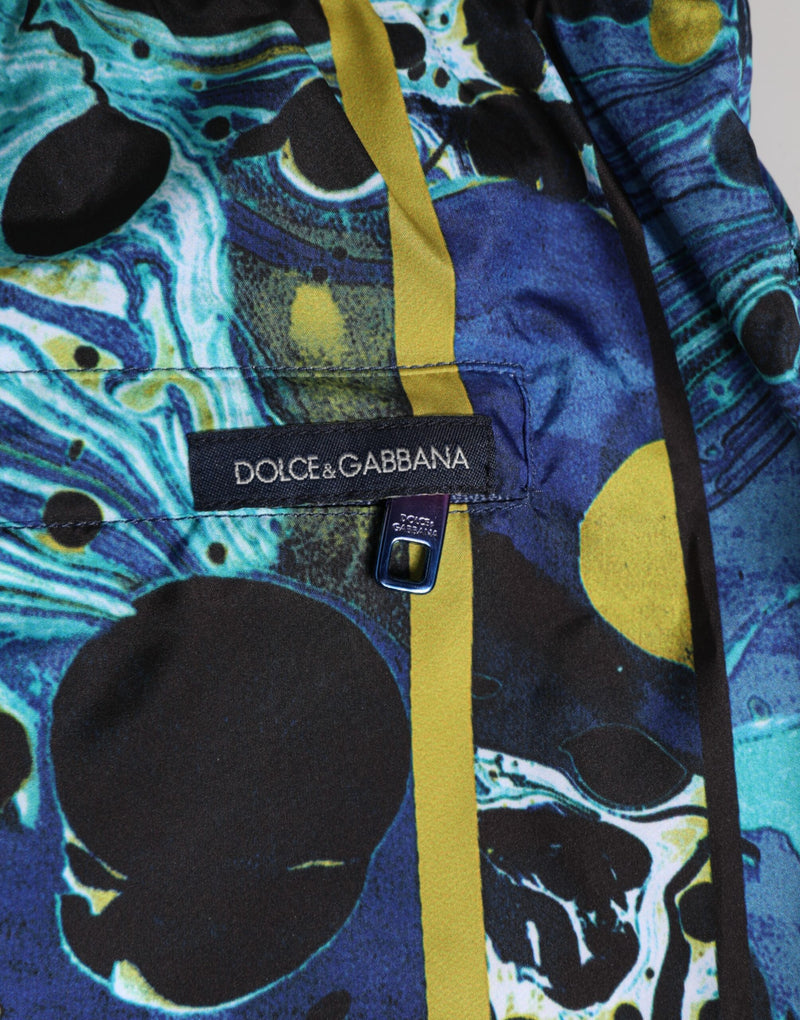 Short de bain boxer pour homme Dolce &amp; Gabbana, imprimé marbre bleu, logo.