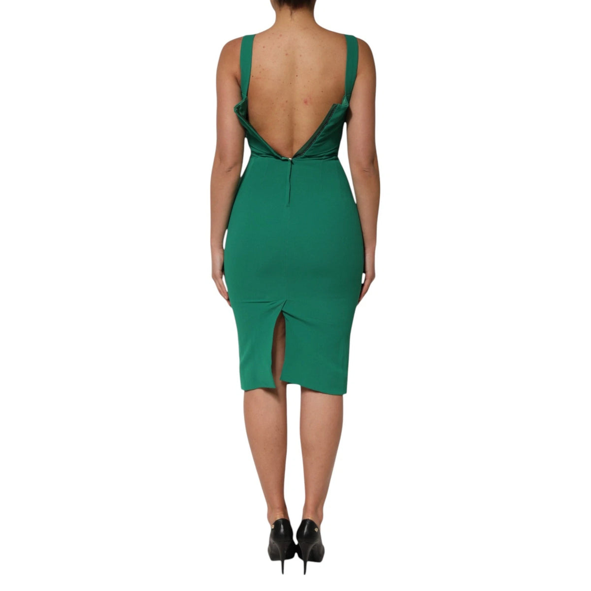 Dolce & Gabbana Dark Green Sleeveless Bodycon Dress