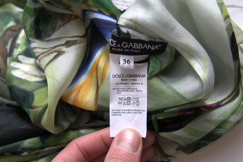 Dolce & Gabbana Multicolor Silk Jungle Print Maxi Dress