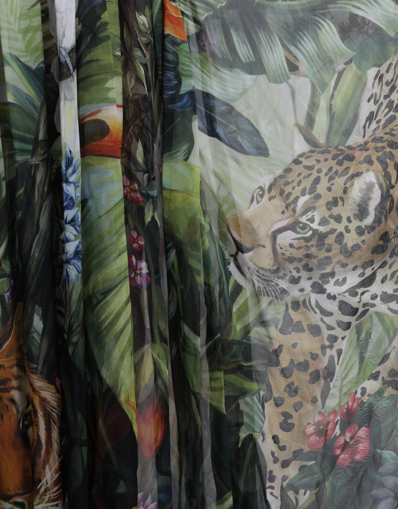 Dolce & Gabbana Multicolor Silk Jungle Print Maxi Dress