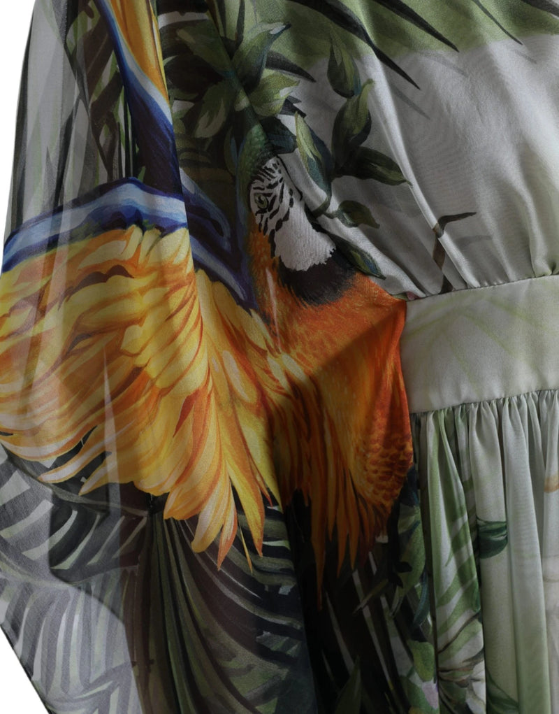 Dolce & Gabbana Multicolor Silk Jungle Print Maxi Dress