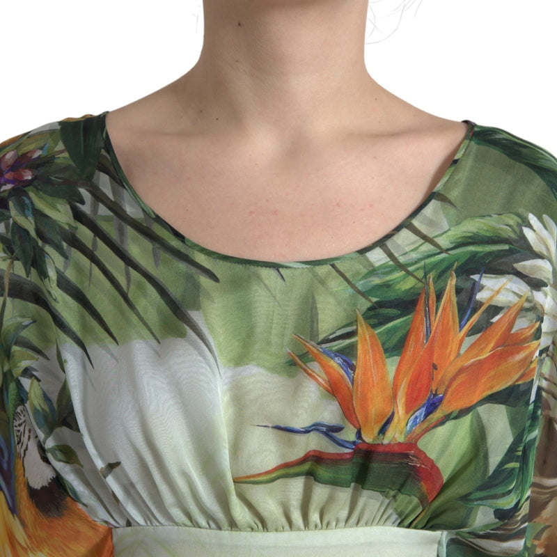 Dolce & Gabbana Multicolor Silk Jungle Print Maxi Dress