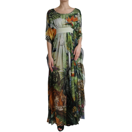 Robe Maxi en Soie Multicolore à Imprimé Jungle pour Femme de Dolce & Gabbana