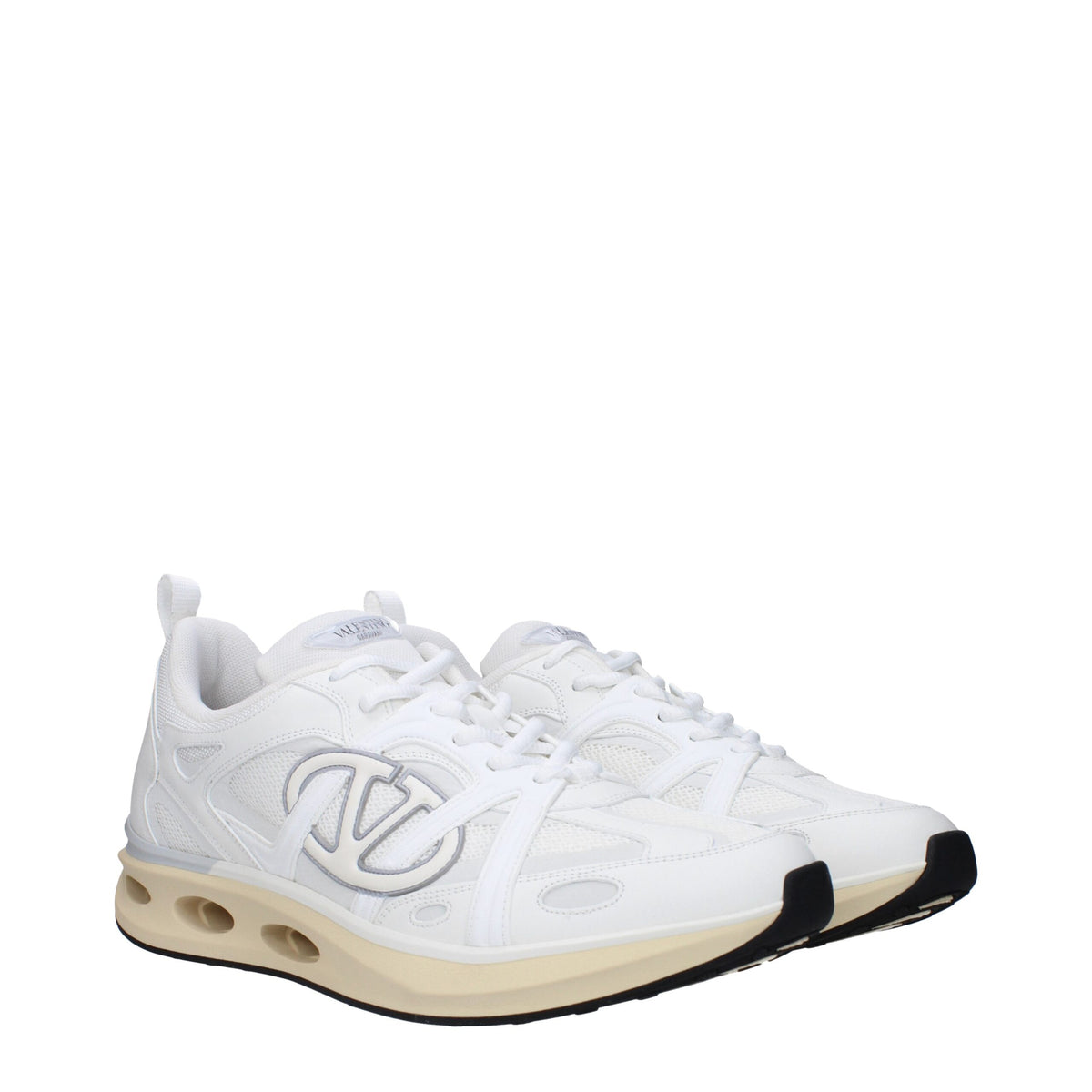 Valentino Garavani White Fabric Athletic Sneakers for Men