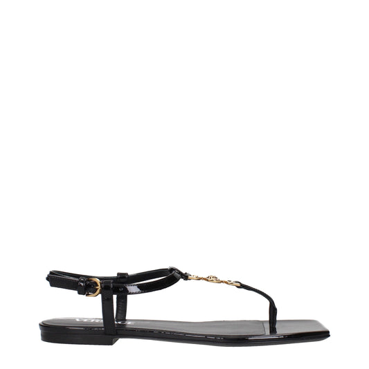 Sandales à lanières en cuir noir Versace